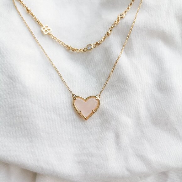 Alicia Bonnie In Love Rose Quartz Gold Necklace - Picture 1 of 4